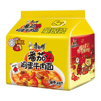康师傅 方便面 经典番茄鸡蛋牛肉面五连包115g*5 泡面袋装速食 方便食品 商品图2