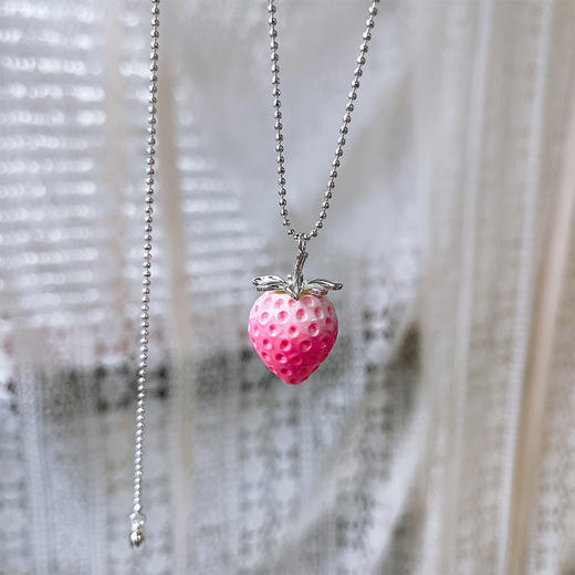 粉色草莓长链吊坠项链-纪念日百货门店同款169246305 商品图2