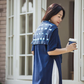 【林栖设计小店】植物染色|手工植物蓝萤虫绞复古百搭2026春新款毛织披肩2961166