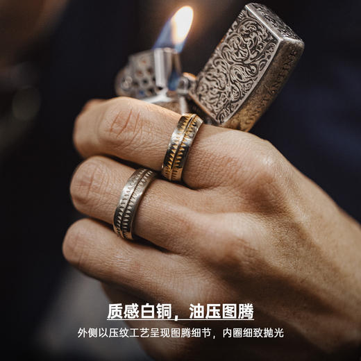 马登工装美式复古白黄铜开口戒指vintage纳瓦霍手指环配饰品男款 商品图3