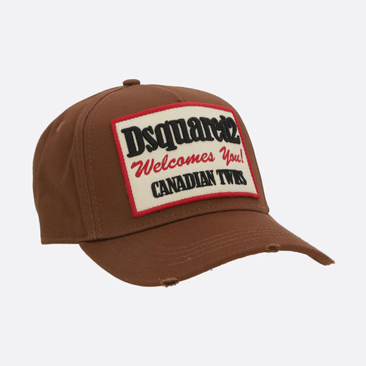 DSQUARED2 中性徽标贴片刺绣棉质棒球帽 棕色 BCM0984 05C00001 5087 商品图1