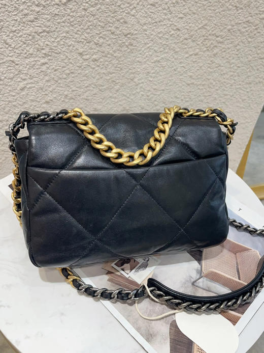 Chanel 19Bag 小号 黑金 山羊皮 斜挎包 商品图1