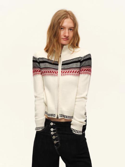 出逃赤岗西/C26SSE029/复古立领提花羊毛毛衣外套 商品图0