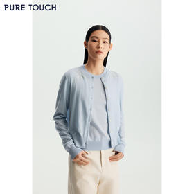 商场同款PURE TOUCH26春夏新款圆领针织开衫宽松立体绣绵羊毛衫
