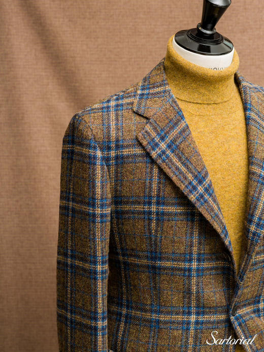 Orazio Luciano 棕色蓝格纹单西 商品图2