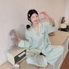 【亲肤透气宽松不勒❗️甜美少女感拉满】2026新款甜美条纹长袖睡衣女春夏季全棉刺绣家居服女舒适套装。jd 商品缩略图0