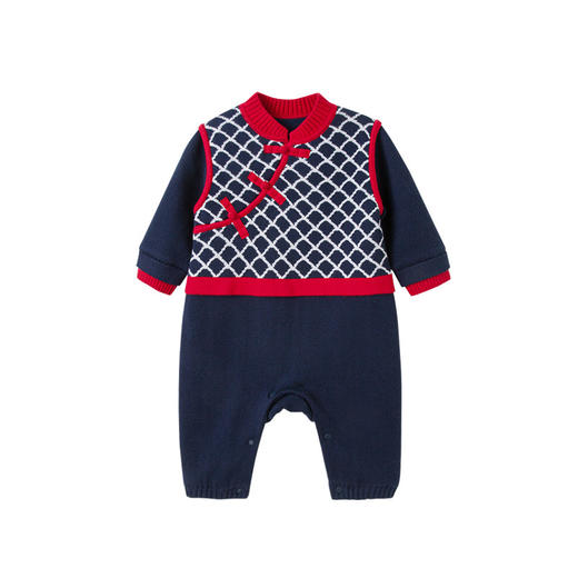 英氏婴儿新毛长哈秋冬新款宝宝连体衣新年爬服哈衣YRHAJ42315A 商品图4