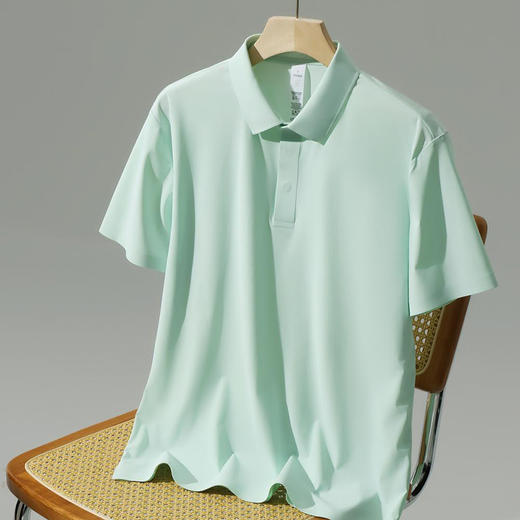 纯色POLO衫男女同款商务休闲翻领水波纹新款短袖上衣  HLS-WF83021# 商品图1