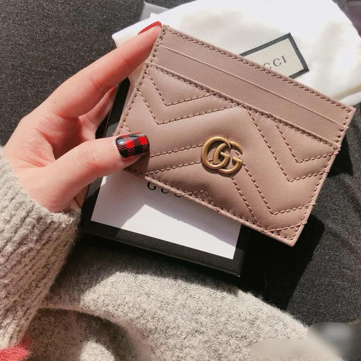 GUCCI 马蒙 双G 奶茶色 牛皮 小卡包 商品图1
