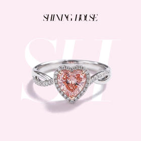 ShiningHouse[培育] 粉钻系列 18k金钻石戒指 心形1克拉钻人工真钻人造钻石K金戒指时尚钻石戒指卓越匠心奢耀臻献【此商品不支持7天无理由退货退款】预计3日发货