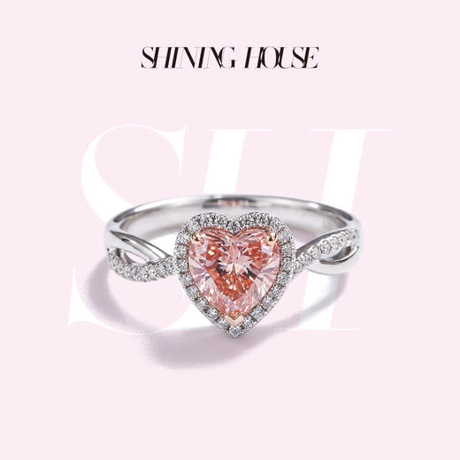 ShiningHouse[培育] 粉钻系列 18k金钻石戒指 心形1克拉钻人工真钻人造钻石K金戒指时尚钻石戒指卓越匠心奢耀臻献【此商品不支持7天无理由退货退款】预计3日发货 商品图0