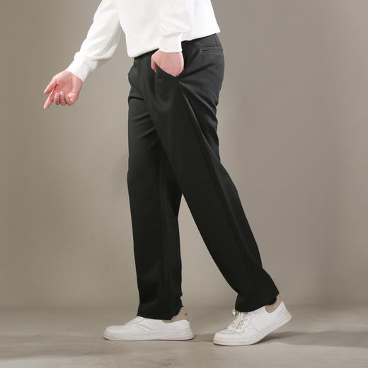 DRONKOO 2026 半松紧腰左口袋压线织唛斜纹小直筒中厚休闲长裤 商品图2