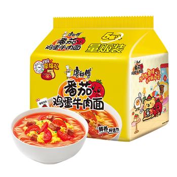 康师傅 方便面 经典番茄鸡蛋牛肉面五连包115g*5 泡面袋装速食 方便食品 商品图0