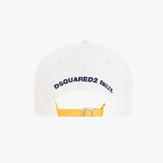 DSQUARED2 中性字母徽标印花黄色笑脸棉质棒球帽 白色 BCM0974 00308781 1171 商品图1