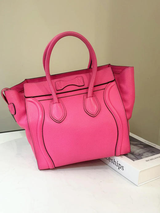 Celine 玫粉色 大号 牛皮 笑脸包 商品图1
