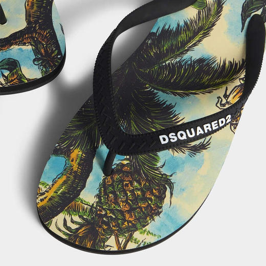 DSQUARED2 男士字母徽标贴片人字拖鞋 黑色 FFM0001 17208755 M037 商品图3