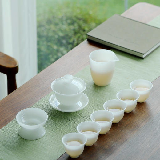 璞玉茶具套装天然中式整套皮盒装德化白瓷功夫盖碗茶杯送礼 商品图1