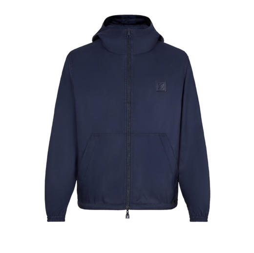 L-C 双面提花织纹蓝色连帽外套 商品图0