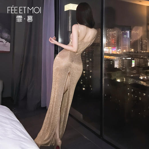 【修身开叉】霏慕 鎏金欲影修身开叉连衣裙 情趣内衣ZY170 商品图2