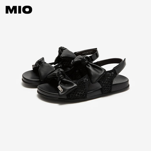 【上新】MIO米奥厚底镂空勃肯凉鞋女2026夏季新款蝴蝶结后空外穿平底拖鞋M263126215 商品图2