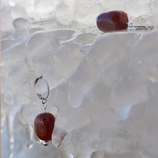 「点绛」南红玛瑙耳坠 | 总长约1.5cm 不规则的桶型 耳环耳饰 to me 天然石饰品 商品图2