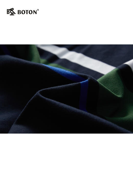 【“微瑕疵”新品特惠出清】波顿男士针织上衣蓝绿白条卫衣*MT070126 商品图4