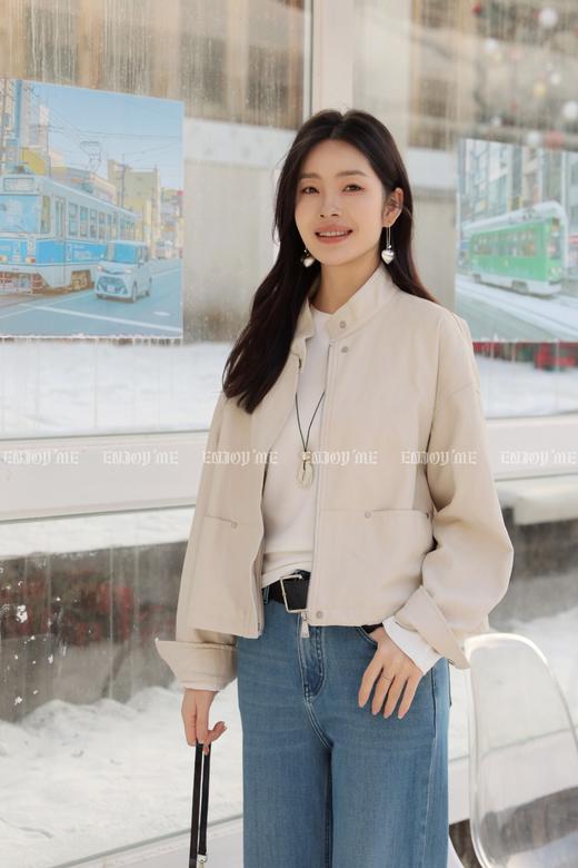 【门店同款】ENJOY春季“柔权主义”立领抽绳皮衣 169193151 商品图14