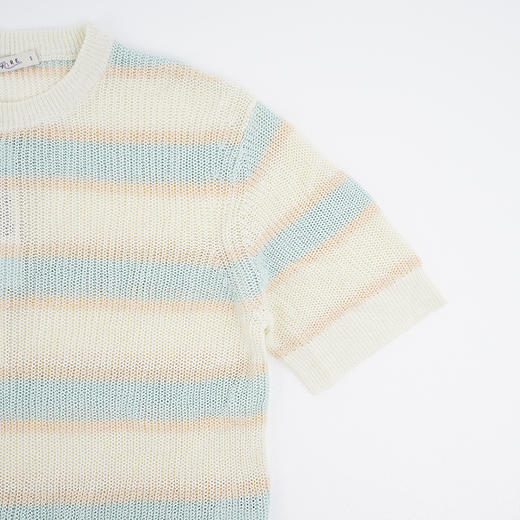 INSULAiRE 岛民 Atoll T-Shirt 和纸人造丝针织条纹圆领短袖T恤 商品图2