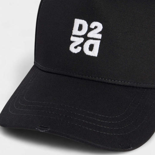 DSQUARED2 中性字母徽标刺绣棉质棒球帽 黑色 BCM0964 05C00001 2124 商品图4
