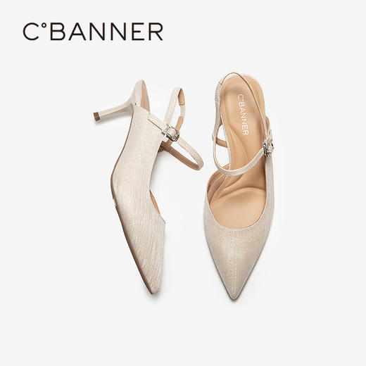 【静音系列】千百度细高跟时装凉鞋女2026夏季新款包头后空凉鞋A26288010 商品图4