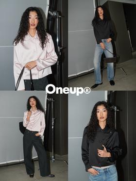 缎面娃娃领外套*