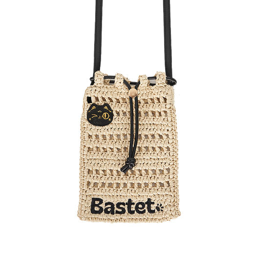 大英博物馆巴斯特系列萌猫编织包手机斜挎包-米色 商品图4