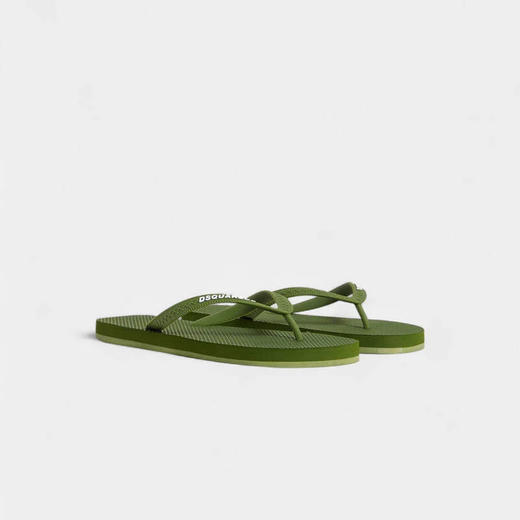 DSQUARED2 男士字母徽标贴片人字拖鞋 绿色 FFM0001 17200001 M1845 商品图1