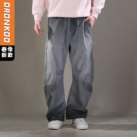 DRONKOO 2026 抽绳两侧压线贴网布喷色做旧户外风中厚休闲长裤