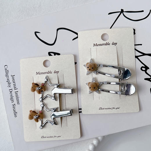 植绒立体萌趣对夹对装发夹-纪念日百货门店同款169447730 商品图1