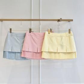 FL女士双层百褶裙来了！韩系马卡龙三色粉嫩百褶裙W821725-48