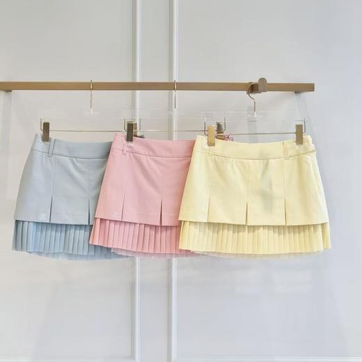 FL女士双层百褶裙来了！韩系马卡龙三色粉嫩百褶裙W821725-48 商品图0