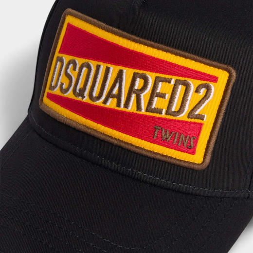 DSQUARED2 中性徽标贴片刺绣棉质棒球帽 黑色 BCM0419 05C00001 2124 商品图4