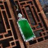 【天然正品】A货翡翠AU750收藏级白金镶钻镶天然细腻糯冰种满绿平安无事牌翡翠吊坠项链39.6*16.9*6.7MM（皆取最大值）140126NJS28 商品缩略图5