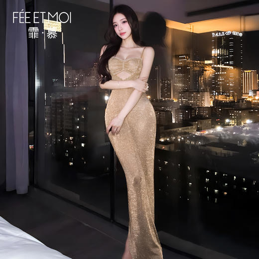 【修身开叉】霏慕 鎏金欲影修身开叉连衣裙 情趣内衣ZY170 商品图1