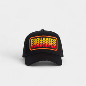 DSQUARED2 中性字母徽标贴片棉质棒球帽 黑色 BCM0977 05C00001 2124