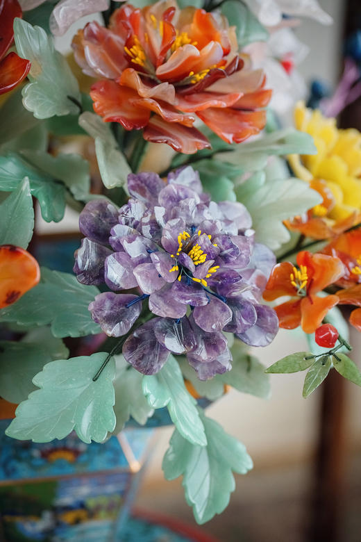 【已售】独角鹿西洋古董20世纪50-70年代中国创汇时期出品景泰蓝盆装饰「玉堂富贵」主题珍宝像生盆景一对 商品图8