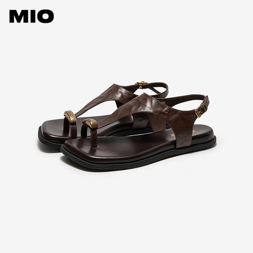 【上新】MIO米奥老钱风夹脚凉鞋女2026夏新款法式方头平底单鞋外穿人字拖M263130891 商品图2