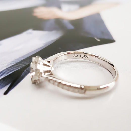 【天然正品】AU750白金经典简约花朵造型0.41克拉钻石戒指13号（戒圈可改）080226NJM21 商品图7