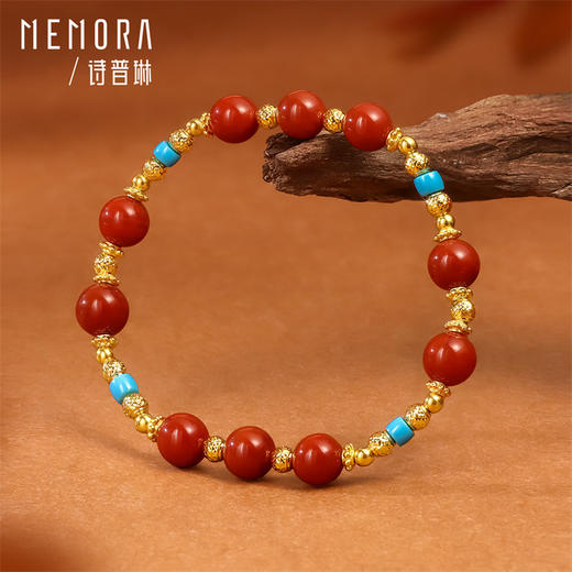 【新品首发】臻玉系列 足金南红绿松石菠萝金珠手串手链 女士礼物MEMORA诗普琳MB011901 商品图3