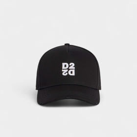DSQUARED2 中性字母徽标刺绣棉质棒球帽 黑色 BCM0964 05C00001 2124