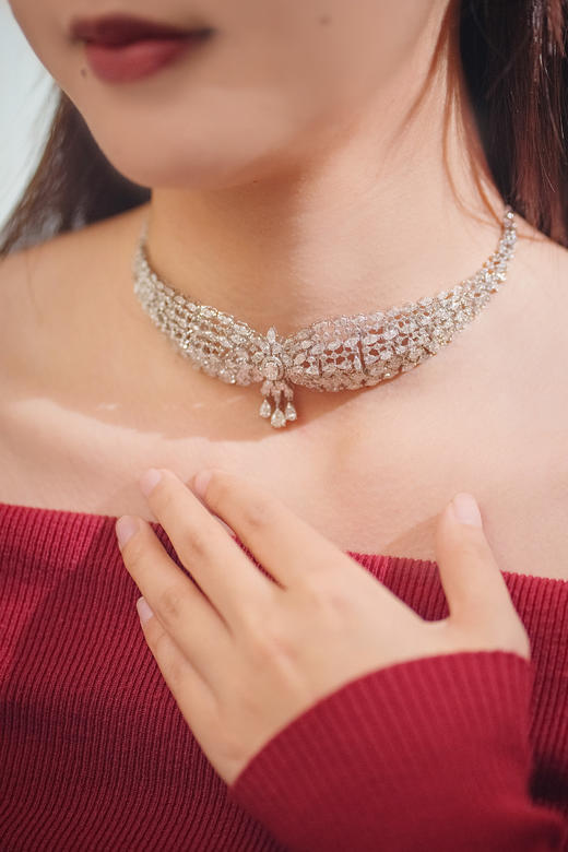 独角鹿西洋古董20世纪法国出品装饰艺术时期风格18K白金镶嵌钻石项链 商品图0