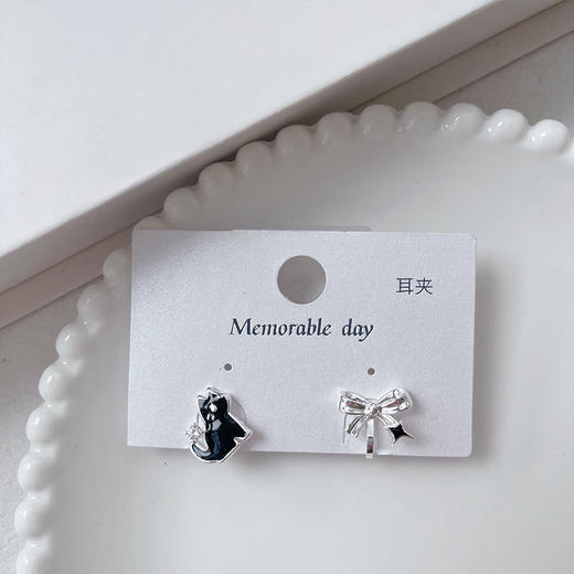 黑色小猫咪蝴蝶结卡通萌宠系列耳夹纪念日百货门店同款164893212 商品图3