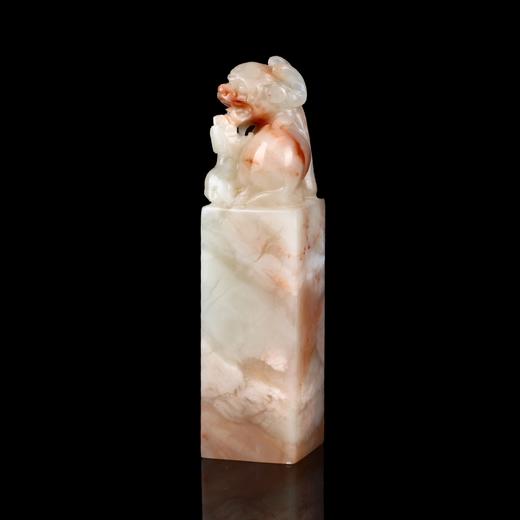 孤品17833精品老挝桃花冻母子貔貅方章礼品印章招财辟邪2.4*2.4*9.3cm 商品图1