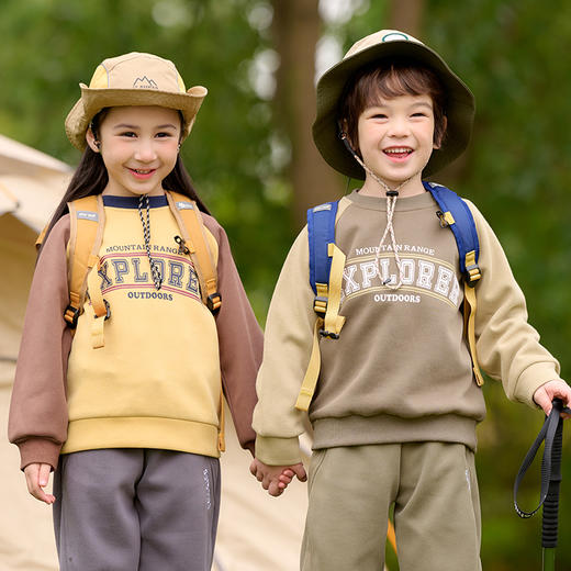 棉花堂2025年春款复古美式印花撞色针织圆领童装卫衣——F251024YX 商品图4